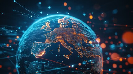 Digital Globe with Europe in Focus