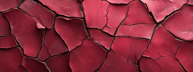 Poster - Close-up of cracked red surface, showcasing texture and color variations.