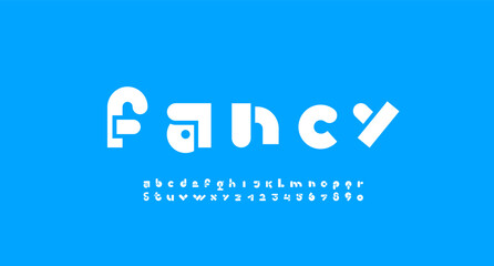 Leinwandbilder - Quirky font, alphabet in the funny style, kids white letters and numbers, vector illustration 10EPS