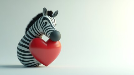 Poster - A cute zebra character holding a red heart, symbolizing love and affection.
