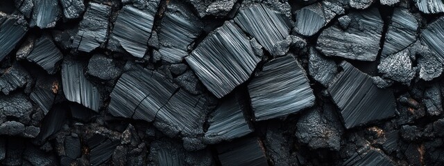 Poster - A close-up view of dark, textured rock formations resembling coal or mineral deposits.