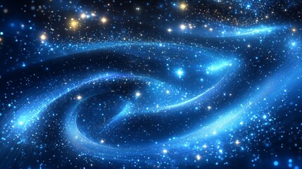 Wall Mural - Stunning Blue Galaxy, Cosmic Whirlpool of Light