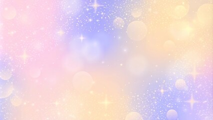 Fototapete - Glittering gradient background with hologram effect and magic lights. Holographic abstract fantasy backdrop with fairy sparkles, gold stars and festive blurs. Glittering background effect and magic