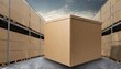 © netsay - High-quality cardboard box warehouse mockup file with isolated cutout object and realistic shadow overlay on transparent background, perfect for packaging design, e-commerce, and branding