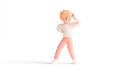 Poster - A stylized 3D character with blonde hair, posing playfully in casual attire.