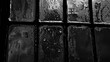 © Giovanni - Close-up of a textured glass window pane covered with water droplets, creating a moody, atmospheric effect in grayscale.