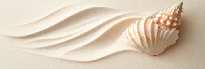 Poster - A delicate seashell resting on a smooth surface, creating an elegant visual flow.