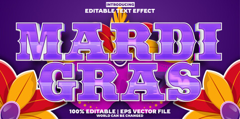 Poster - Mardi Gras editable text effect in modern trend style