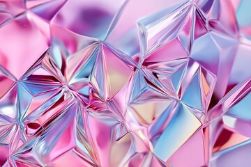 Poster - Pastel-colored ice crystals forming geometric patterns on a frosted window.