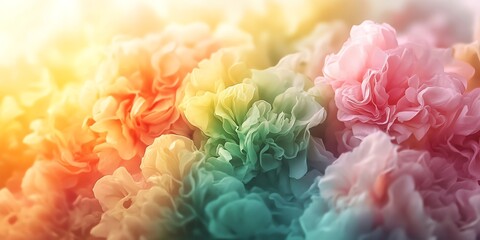 Poster - A vibrant arrangement of colorful flowers in soft focus, evoking a serene and cheerful mood.