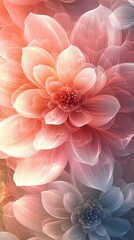 Poster - A vibrant, soft-focus floral design featuring layered petals in warm and cool tones.