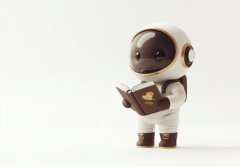 Aufkleber - A cute astronaut character reading a book, blending science fiction with playful design.
