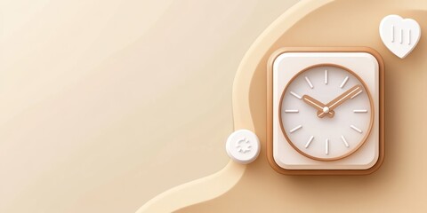 Poster - A minimalist clock design on a soft background, emphasizing time and simplicity.