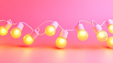Poster - A string of glowing yellow bulbs against a pink background.