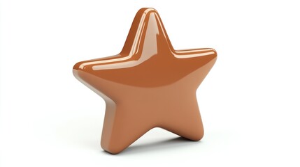 Poster - A glossy, brown, five-pointed star shape on a white background.