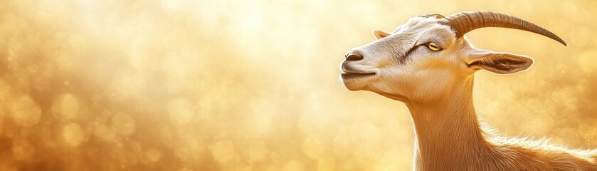 Poster - A goat stands gracefully against a warm, glowing background, highlighting its features.