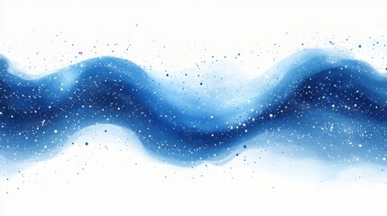 Poster - Abstract Blue Wave Design with Stars on White Background, Ideal for Creating a Calming and Ethereal Atmosphere in Art, Decor, or Digital Projects