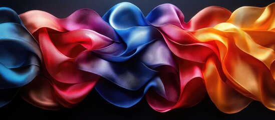 Aufkleber - Background with vibrant glossy ribbons in a flowing wave pattern showcasing a blend of colors and elegant texture for creative use