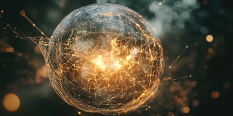 Poster - A glowing, interconnected sphere representing data or energy in a digital universe.