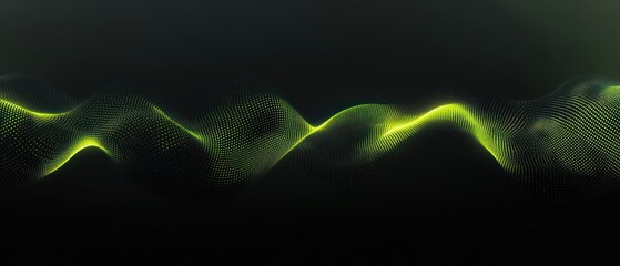 Poster - Abstract wave pattern with green highlights on a dark background, suggesting sound or data flow.