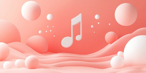 Fototapete - Abstract design featuring musical notes and soft shapes in a pastel color palette.