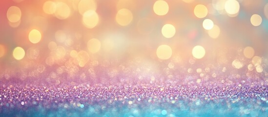 Poster - Golden glitter bokeh lights with a soft pastel gradient creating a dreamy abstract background for celebration and festive themes