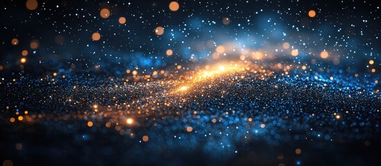 Poster - Abstract glittering lights with defocused bokeh effects in vibrant colors on a dark background creating a magical winter ambiance
