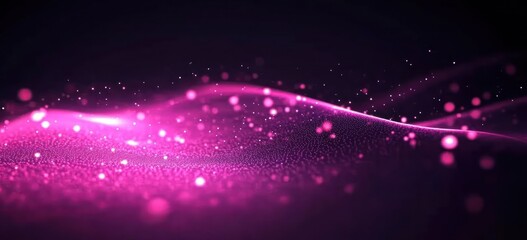 Fototapete - A vibrant, abstract wave of pink light and particles creating a dreamy atmosphere.