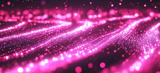 Aufkleber - A vibrant display of pink lights creating a dynamic, wave-like pattern.