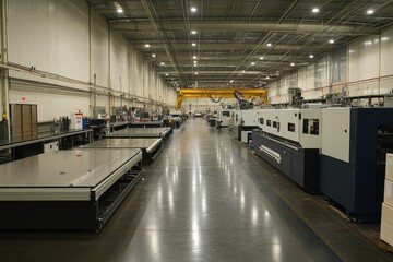 Aufkleber - Modern printing and packaging factory with automation machinery