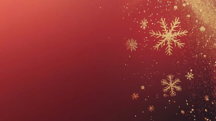 Poster - Elegant Red and Gold Background with Delicate Snowflakes and Sparkles Perfect for Festive Holiday Celebrations, Winter Card Designs, and Seasonal Marketing Materials