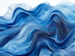 Aufkleber - A close-up of flowing blue waves, showcasing texture and depth in a fluid design.