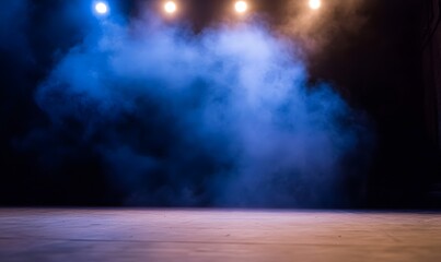 Wall Mural - setting up a stage without actors illuminated by light and smoke, generative ai