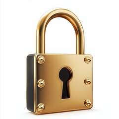 Fototapete - 3D Locked padlock with password. Golden Lock and PIN code entry. Security and safety. Cyber Privacy concept. Cartoon creative icon design for web and app isolated on white background. 3D Rendering 