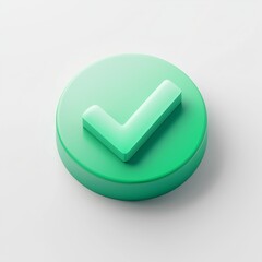 Fototapete - 3D of a green check mark in a circle on a white background. This icon is used to indicate approval, correctness, or completion in various digital interfaces and applications. Vector illustration 