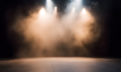 Wall Mural - setting up a stage without actors illuminated by light and smoke, generative ai