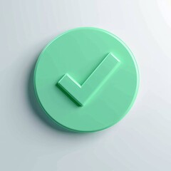 Fototapete - 3D of a green check mark in a circle on a white background. This icon is used to indicate approval, correctness, or completion in various digital interfaces and applications. Vector illustration 