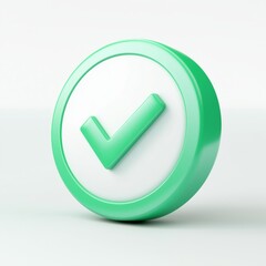 Fototapete - 3D of a green check mark in a circle on a white background. This icon is used to indicate approval, correctness, or completion in various digital interfaces and applications. Vector illustration 