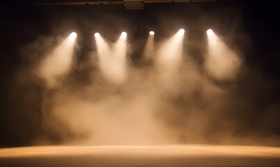 Wall Mural - setting up a stage without actors illuminated by light and smoke, generative ai