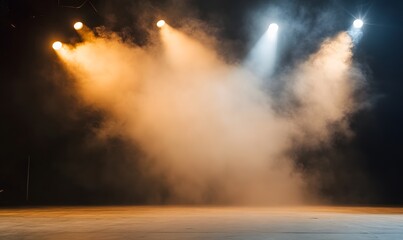Wall Mural - setting up a stage without actors illuminated by light and smoke, generative ai