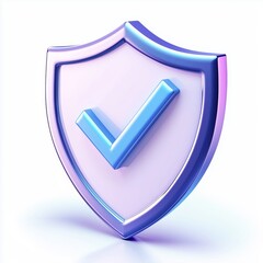 Fototapete - 3D shield protection icon with check for online payment on white background concept, user account for 3d security with payment protection on isolated vector render background
