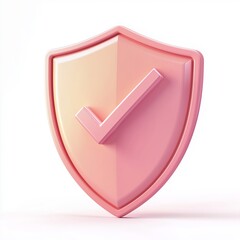 Fototapete - 3D shield protection icon with check for online payment on white background concept, user account for 3d security with payment protection on isolated vector render background