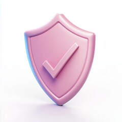Fototapete - 3D shield protection icon with check for online payment on white background concept, user account for 3d security with payment protection on isolated vector render background