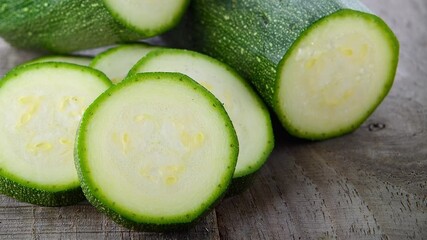 Canvas Print - Zucchini sliced ​​on the table