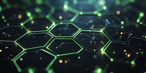 Poster - Abstract hexagonal pattern with glowing elements, suggesting a tech or scientific theme.