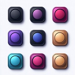 Poster - Interface toggle buttons set. On Off switch. 3d vector element idolated on white background 