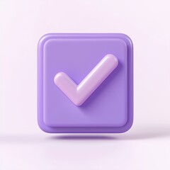 Fototapete - Like or correct symbol icon isolated white background, checkmark button, mobile app icon. 3d render illustration