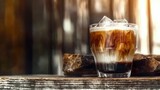 Refreshing Iced Coffee Drink with Milk and Ice