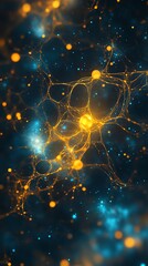 Aufkleber - Abstract representation of neural networks with glowing nodes and connections.