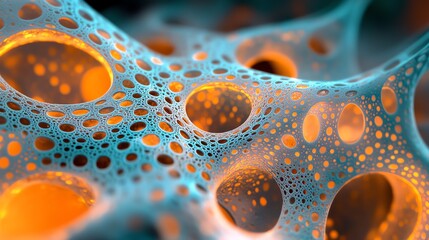 Poster - Abstract representation of interconnected structures with glowing elements.
